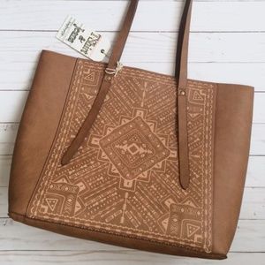 NWT Tribal Vegan Leather Large Boho Purse Tote